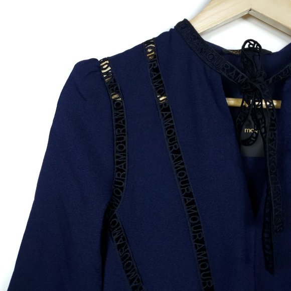 Maje Navy Blue Crochet Amour Designer Remala Dress - Picture 3 of 12